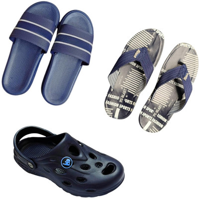 BLIBBERS Men Slippers(Beige, Blue , 7)
