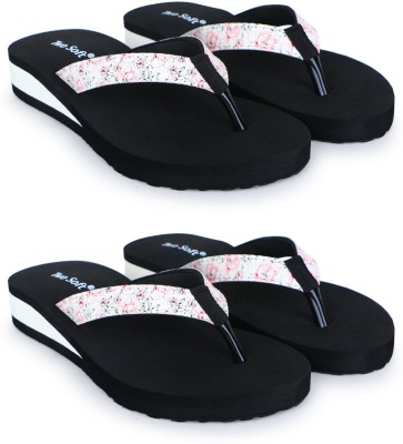 TWO SOFT Women Slippers(Black , 7)