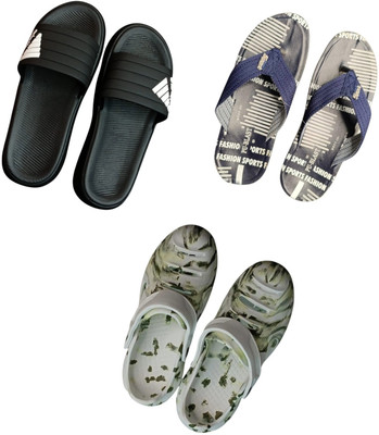 BLIBBERS Men Slippers(Black, Blue, Multicolor , 7)