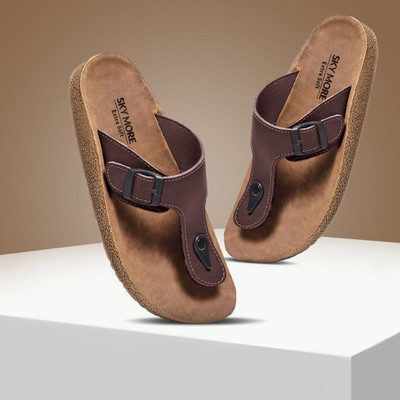 SKYMORE Men Slides | Ortho Touch | Flip-Flop |Lightweight | Flexi Comfort Slides(Brown , 6)