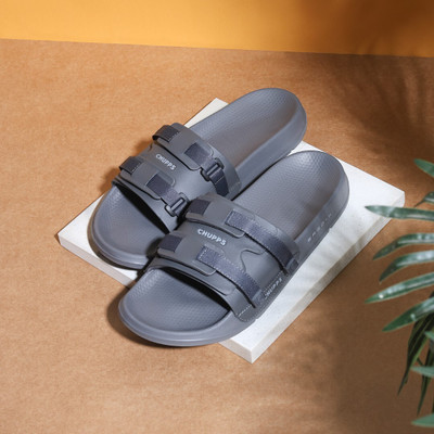 Chupps Women Element Dark Grey Slides Slippers Soft Lightweight Flip Flops For Slides(Grey , 8)