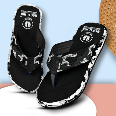 BEE U NIK Men Flip Flops(White , 7)