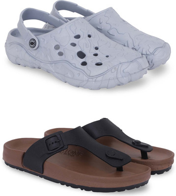 Kapani Fashion Men Clogs(Grey, Brown , 6)