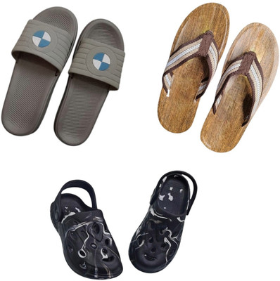 BLIBBERS Men Slippers(Grey, Brown, Black , 9)