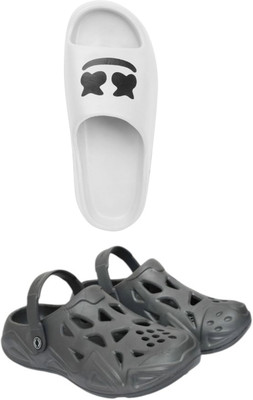 Veewalk Men Slides(White, Black , 8)