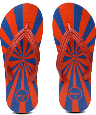 YUKI Men Soft Orthopedic Slipper for Men|Diabetic, Heel Pain Relief, Anti-Skid Daily Use Flip Flops(Blue, Red , 8)