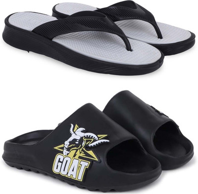 Pampy Angel Men Slippers(Grey, Black , 10)