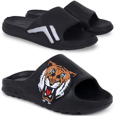 KAPYANSH Men Slides(Black, Black , 9)