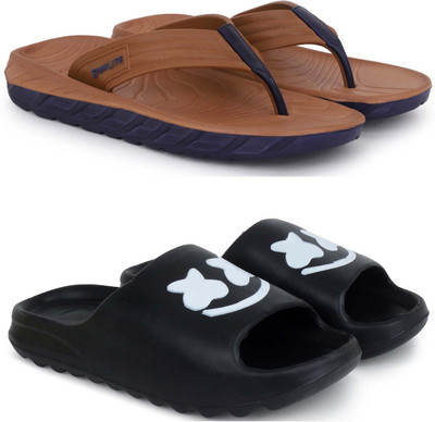 Pampy Angel Men Slippers(Brown, Black , 6)