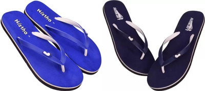 NISTHA Women Flip Flops(Blue, Blue , 6)
