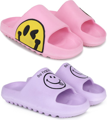Kapani Fashion Women Women Combo Pack of 2 Lightweight Flipflops, Slipper, Slides (Pink, Purple , 8) Slides(Pink, Purple , 8)