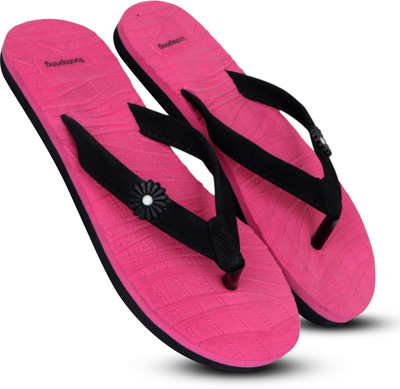 Footspring Women Flip Flops(Pink , 7)
