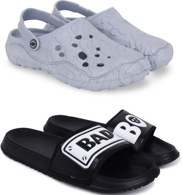 Kapani Fashion Men Slippers(Grey, Black , 9)