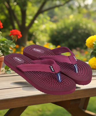 Lehar Women Flip Flops(Maroon , 4)