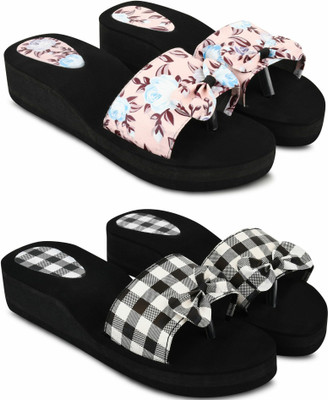 SHIPEE Women Slides(Black , 8)