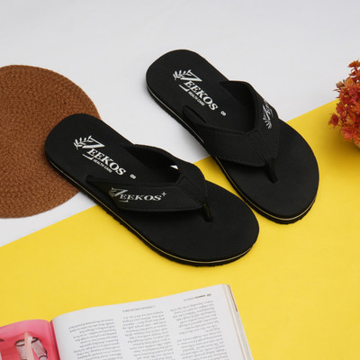 Zeekos Men Mens Comfortable Stylish Trending doctor Slippers(Black , 6)