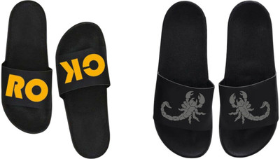 nvisan Men Slides(Yellow, Grey , 8)