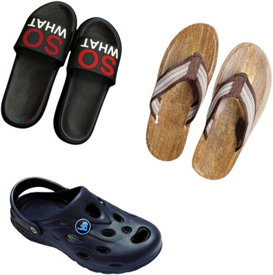 BLIBBERS Men Slippers(Black, Brown, Blue , 9)