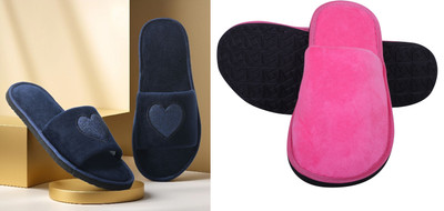 Y key Women Flip Flops(Pink, Navy , 5)