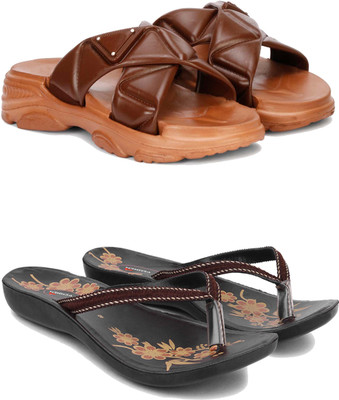 Pennen Women Slippers(Brown , 8)