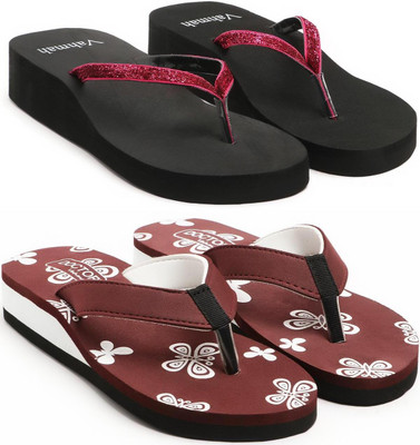 VAHMAH Women Slippers(Maroon, Maroon , 7)
