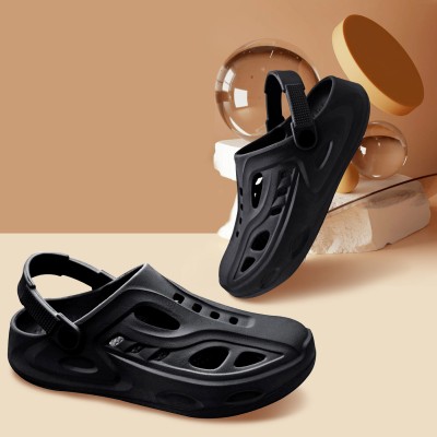 BRUTON Men Slides(Black , 7)