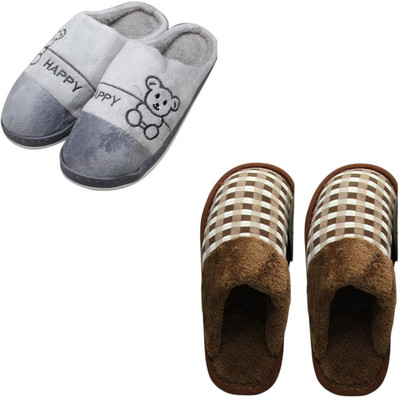 Mahi Enterprises Men Flip Flops(Grey, Brown , 10)