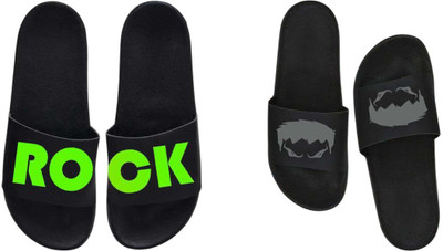nvisan Men Slides(Grey, Green , 7)