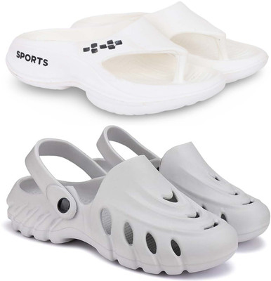 Pampy Angel Men Slippers(White, Grey , 7)