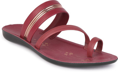 Pennen Women Flip Flops(Maroon , 7)