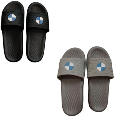 BLIBBERS Men Slippers(Black, Grey , 6)