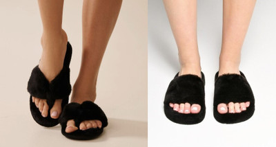 Sale YUG Women Flip Flops(Grey, Black , 4)