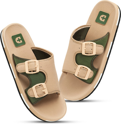 Footup Men Newly Launch Stylish | Cushioned | Comfortable | Breathable | Adjustable Strap Slippers(Black , 9)