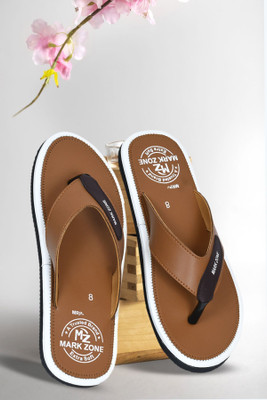 MZ MARKZONE Men Flip Flops(Tan , 10)