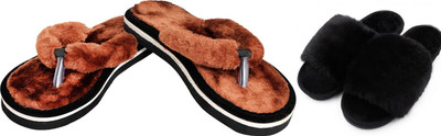 rexizone Women Flip Flops(Brown, Black , 6)