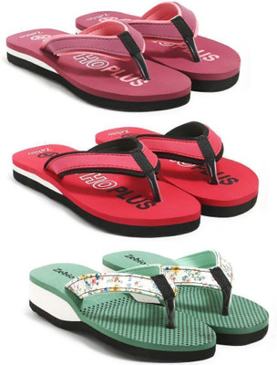 zebio Women Slippers(Pink, Red, Black, Green , 4)