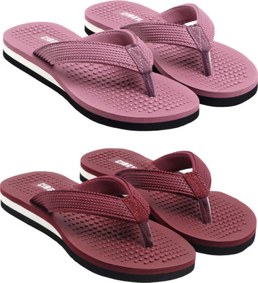 CIBEK Women Comfortable Stylish and Trending Colorful Women's Flip Flops Slippers Flip Flops(Pink, Maroon , 6)
