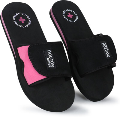 CIBEK Women Comfortable Stylish and Trending Colorful Printed Slippers Flip Flops(Pink , 6)