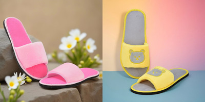 Y key Women Flip Flops(Pink, Yellow , 6)