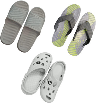 BLIBBERS Men Slippers(Grey, Grey, Off White , 8)