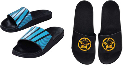 nvisan Men Slides(Blue, Yellow , 8)