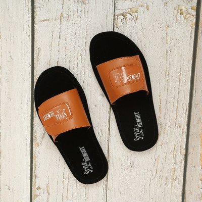 STYLE HEIGHT Men Slides(Tan , 9)