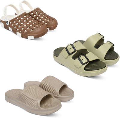 Acorn Men Slides(Brown, Beige, Beige , 10)