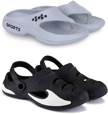 Kapani Fashion Men Slippers(Grey, Black , 6)