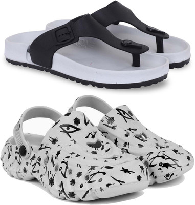 Pampy Angel Men Slippers(Grey, White , 8)