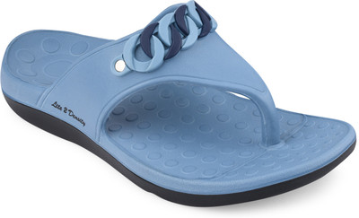 Adda Women Flip Flops(Blue, Black , 4)