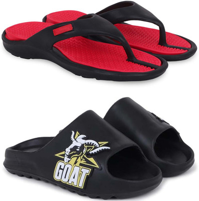 KAPYANSH Men Slippers(Red, Black , 7)