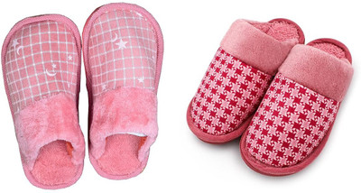 PRACHILUS Women Flip Flops(Pink, Red , 5)