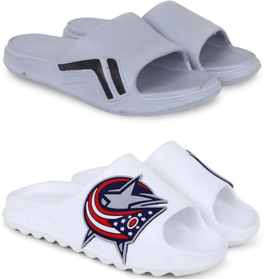 Pampy Angel Men Slippers(Grey, White , 6)
