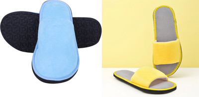 Y key Women Flip Flops(Blue, Yellow , 7)